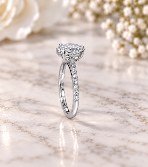 Classic Oval Lap Diamond Engagement Ring