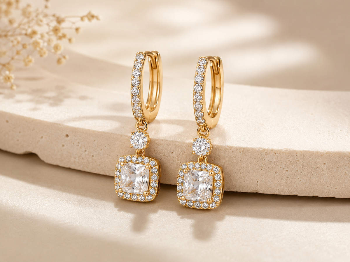 14k Gold Lab Diamond Drop Earrings