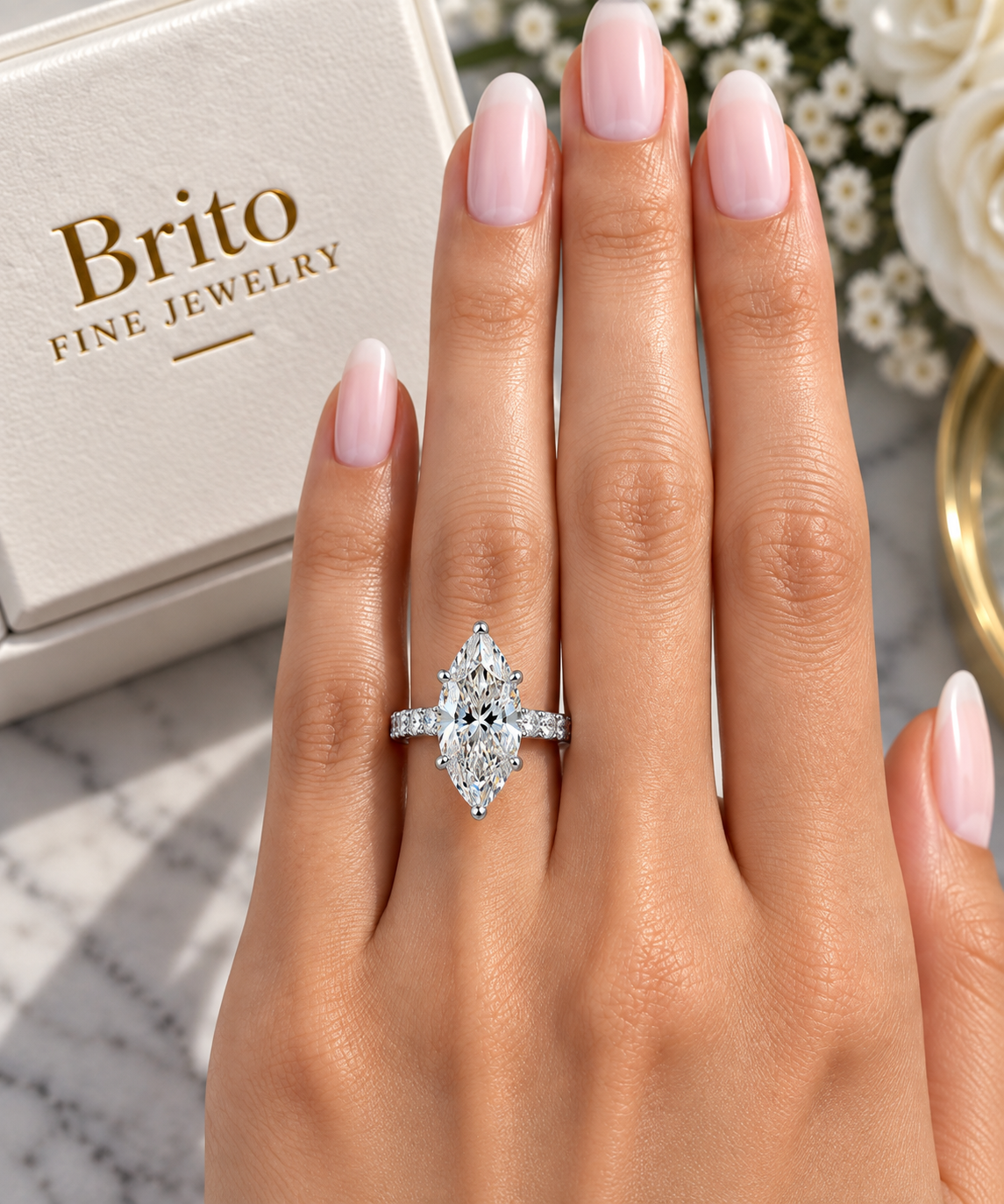 Marquise Lab-Grown Diamond Engagement Ring – 2 CT