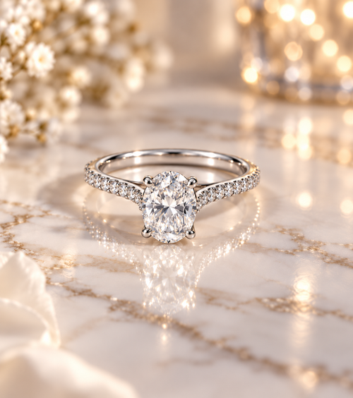 Classic Oval Lap Diamond Engagement Ring