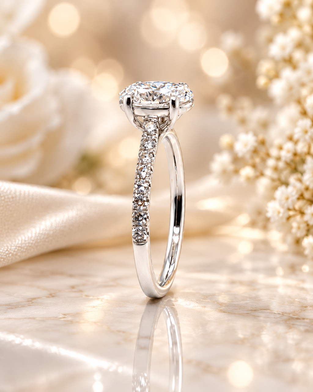 Classic Oval Lap Diamond Engagement Ring