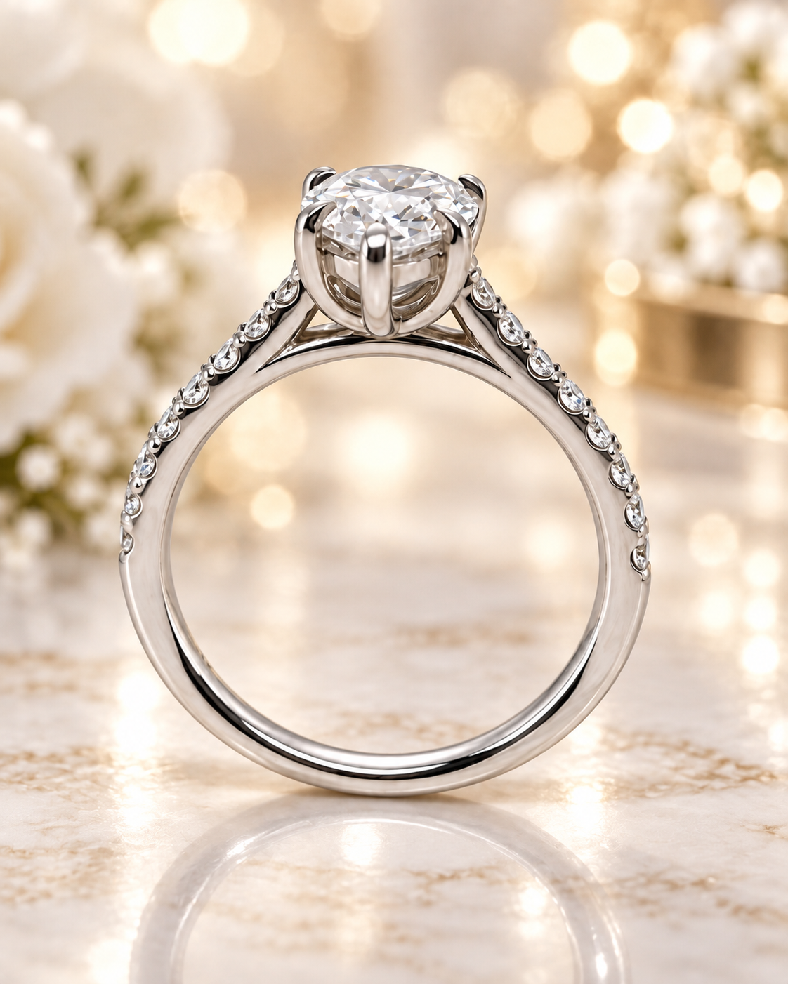 Classic Pear Shape Lab Diamond Engagement Ring