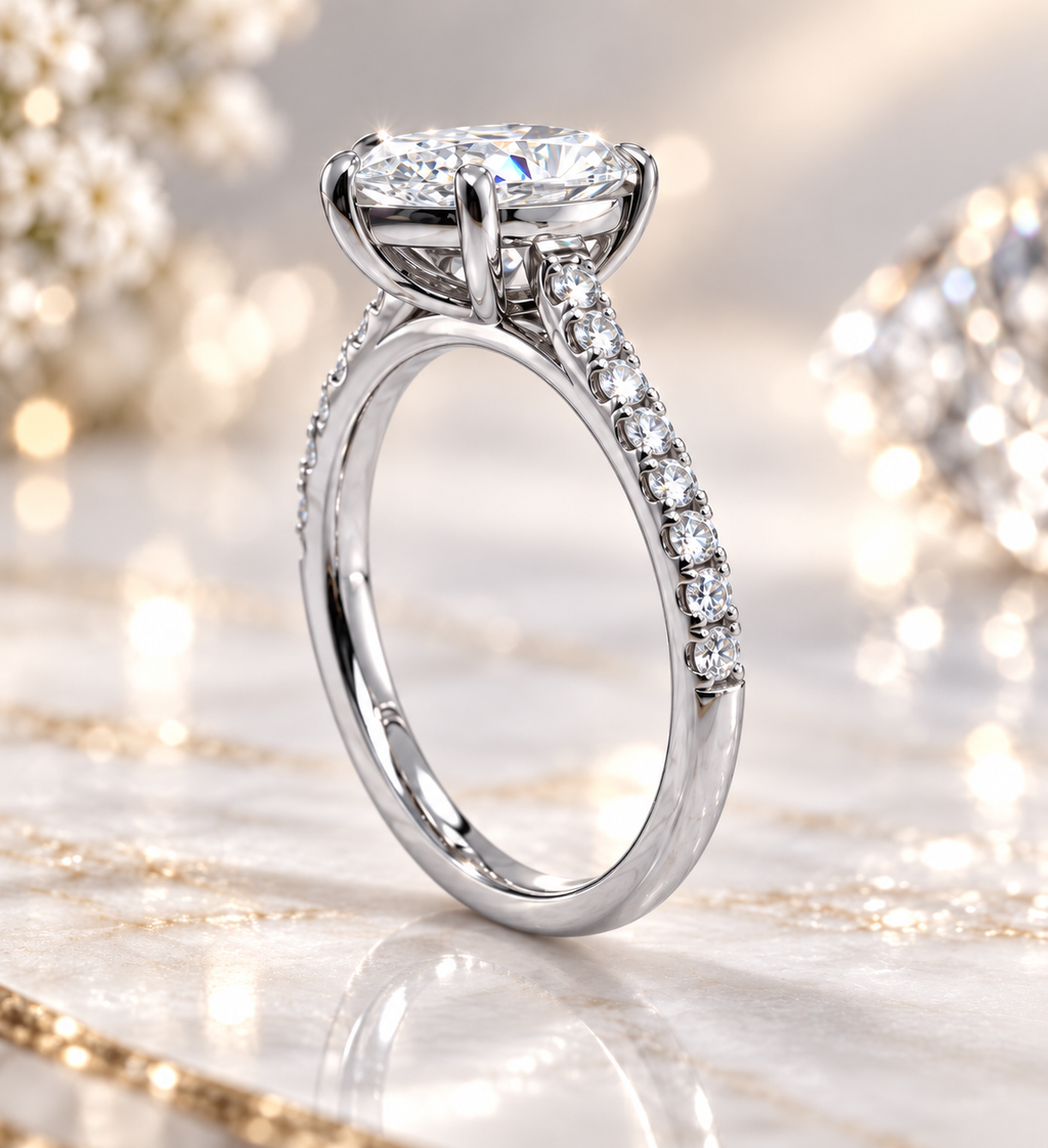 Classic Pear Shape Lab Diamond Engagement Ring