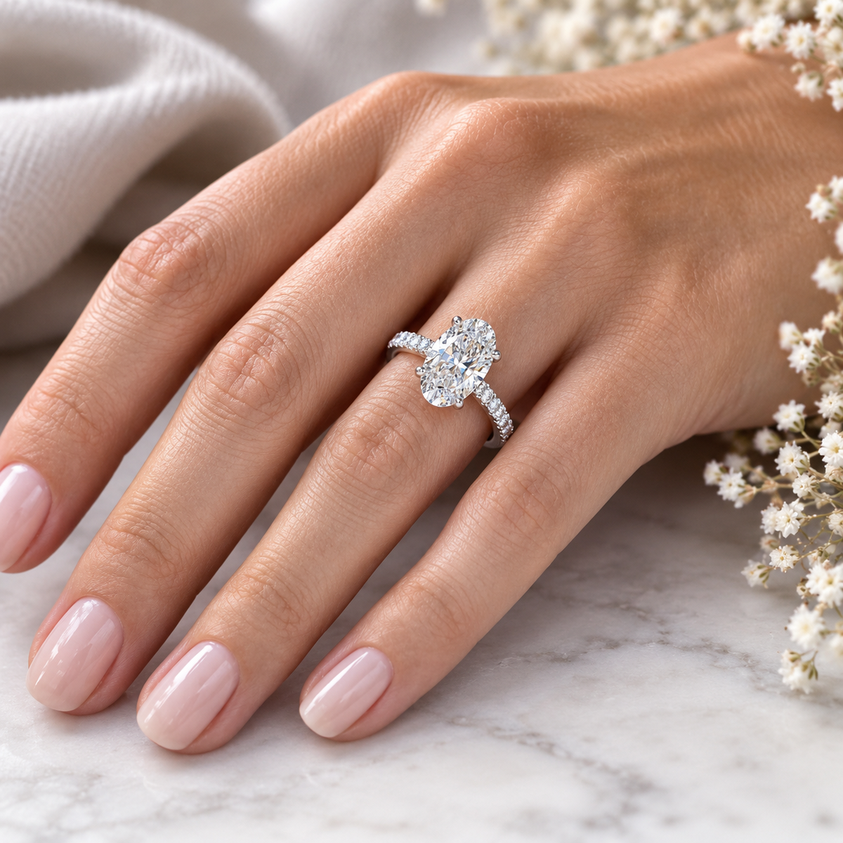 Classic Oval Lap Diamond Engagement Ring