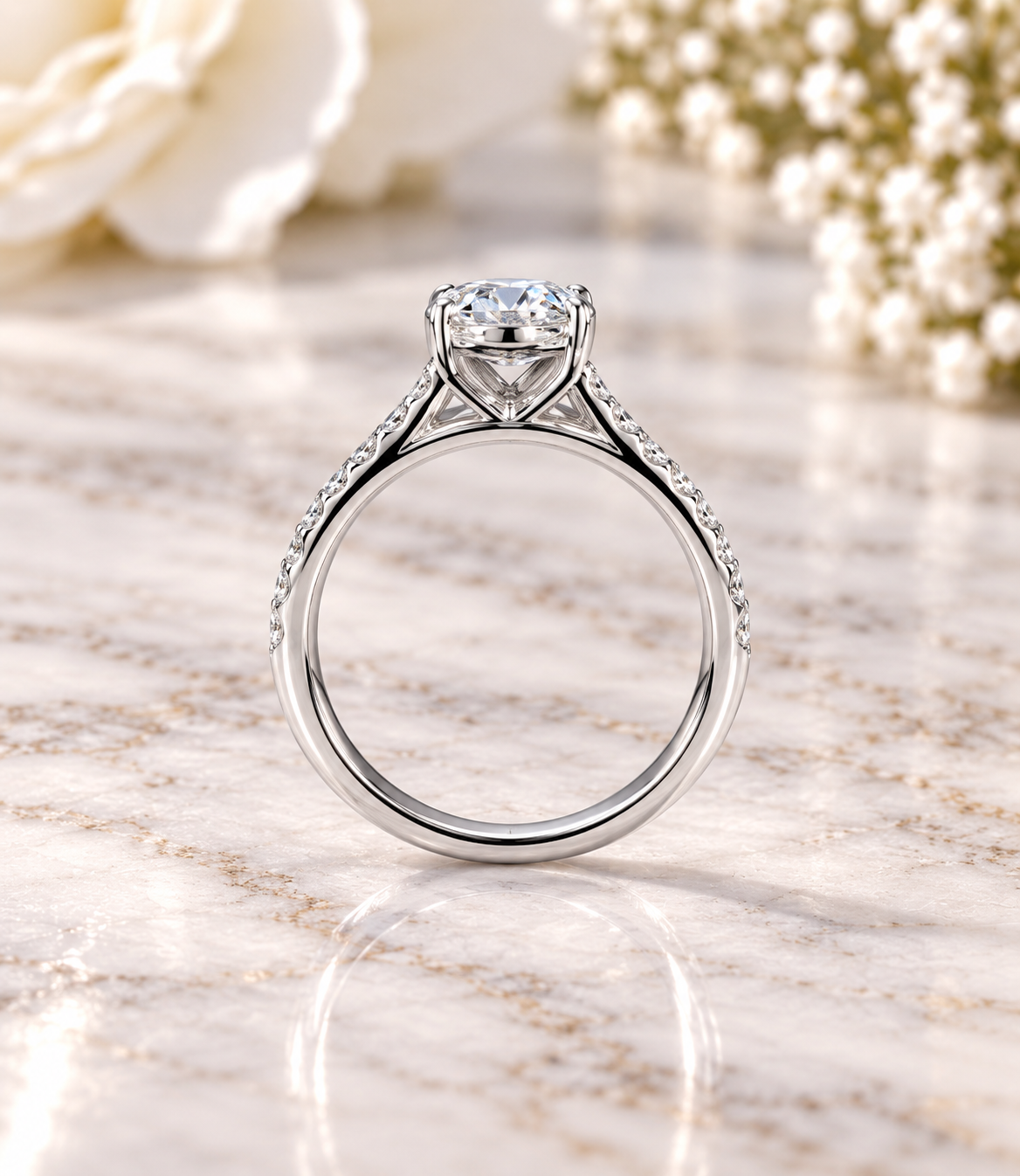 Classic Oval Lap Diamond Engagement Ring